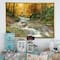 Designart - Forest Waterfall with Yellow Trees - Large Landscape Framed Canvas Art Print